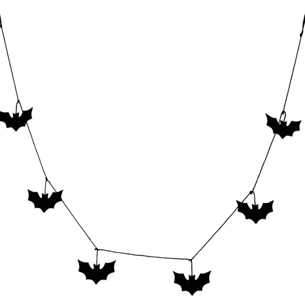 72" Black Fabric Bat Garland – 6 ft. Halloween Hanging Decoration
