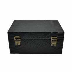 Black Faux Crocodile Embossed Decorative Box with Skull by Ashland®