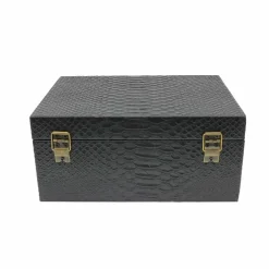 Black Faux Crocodile Embossed Decorative Box with Skull by Ashland®