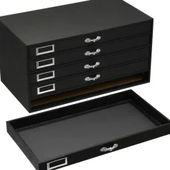 Black FindingKing 5-Drawer Jewelry Storage Case w/ 5 Gray Plastic Slotted Trays