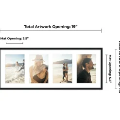 Black Finish Collage Frame - White Mat, 20 Frame Sizes to Choose From, UV Acrylic, Wall Hanging Hardware, Vertical or Horizontal Display