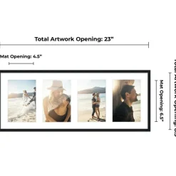 Black Finish Collage Frame - White Mat, 20 Frame Sizes to Choose From, UV Acrylic, Wall Hanging Hardware, Vertical or Horizontal Display