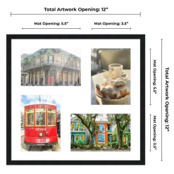 Black Finish Collage Frame - White Mat, 20 Frame Sizes to Choose From, UV Acrylic, Wall Hanging Hardware, Vertical or Horizontal Display