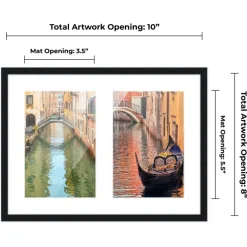 Black Finish Collage Frame - White Mat, 20 Frame Sizes to Choose From, UV Acrylic, Wall Hanging Hardware, Vertical or Horizontal Display