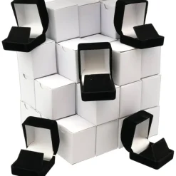 36 Black Flocked Earring Gift Boxes