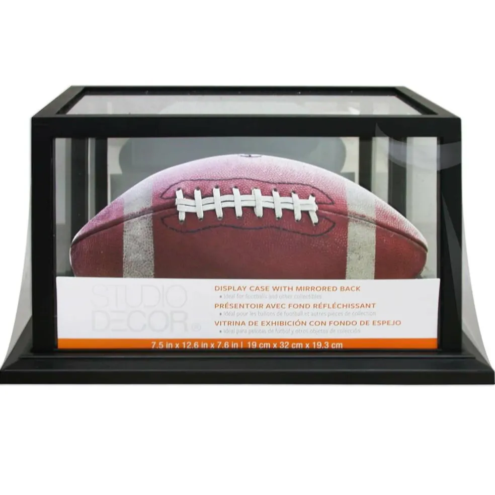Black Football Display Case With Mirror Back by Studio Décor®