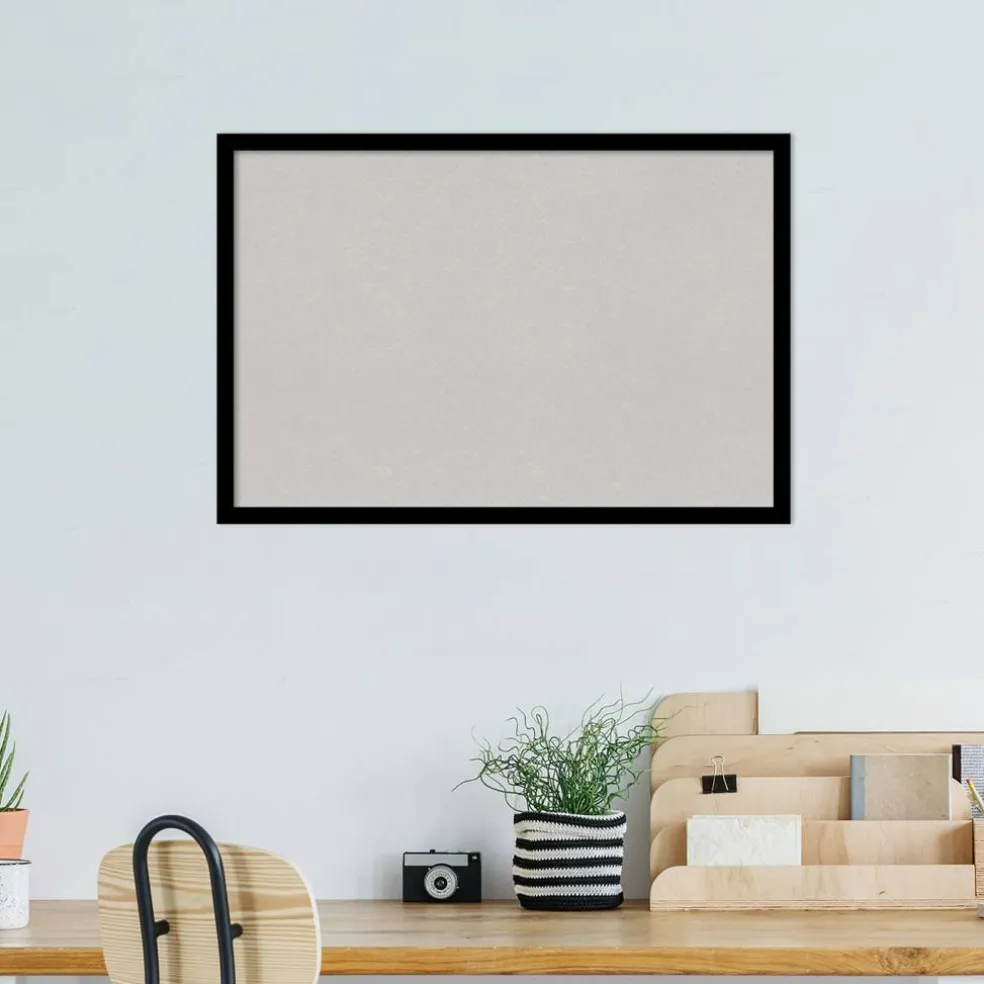 Black Gallery Deep Wood Framed Corkboard, Grey Cork
