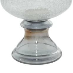 14" Black Glass Traditional Candle Holder
