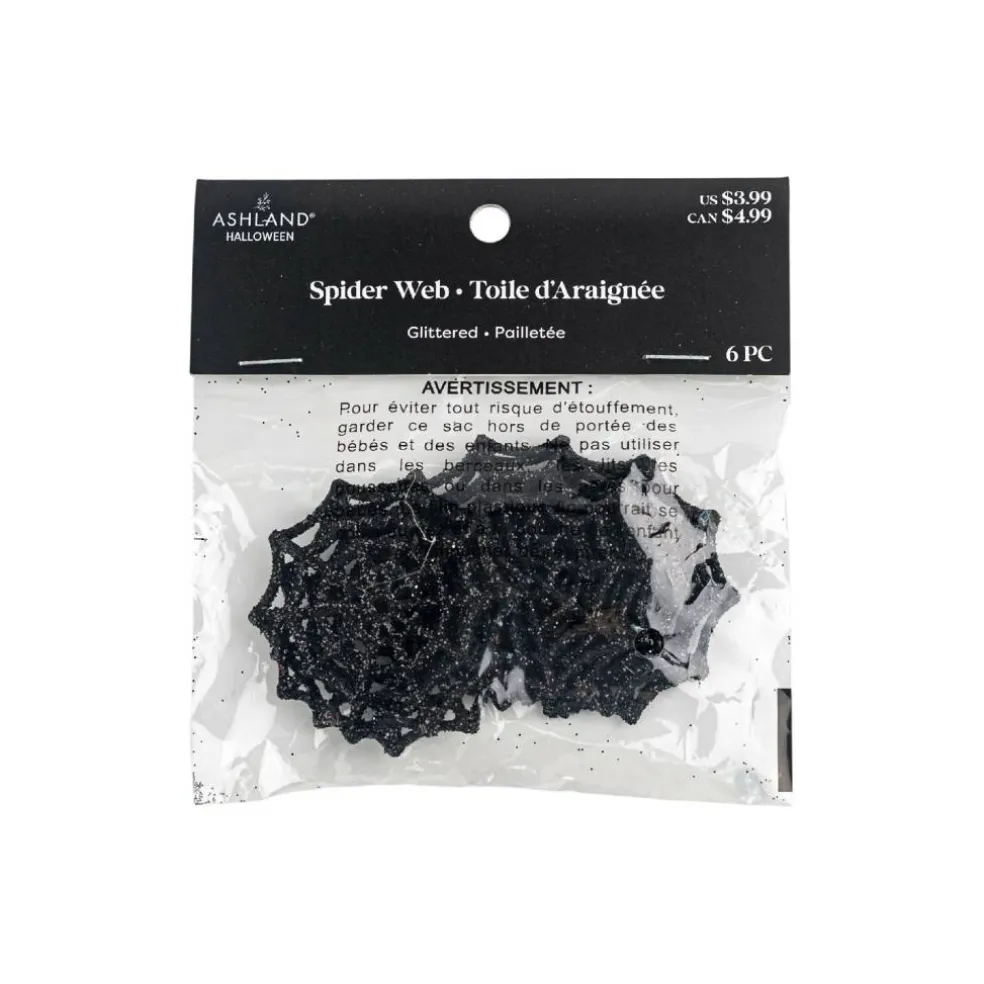Black Glitter Spiderwebs, 6ct. by Ashland®
