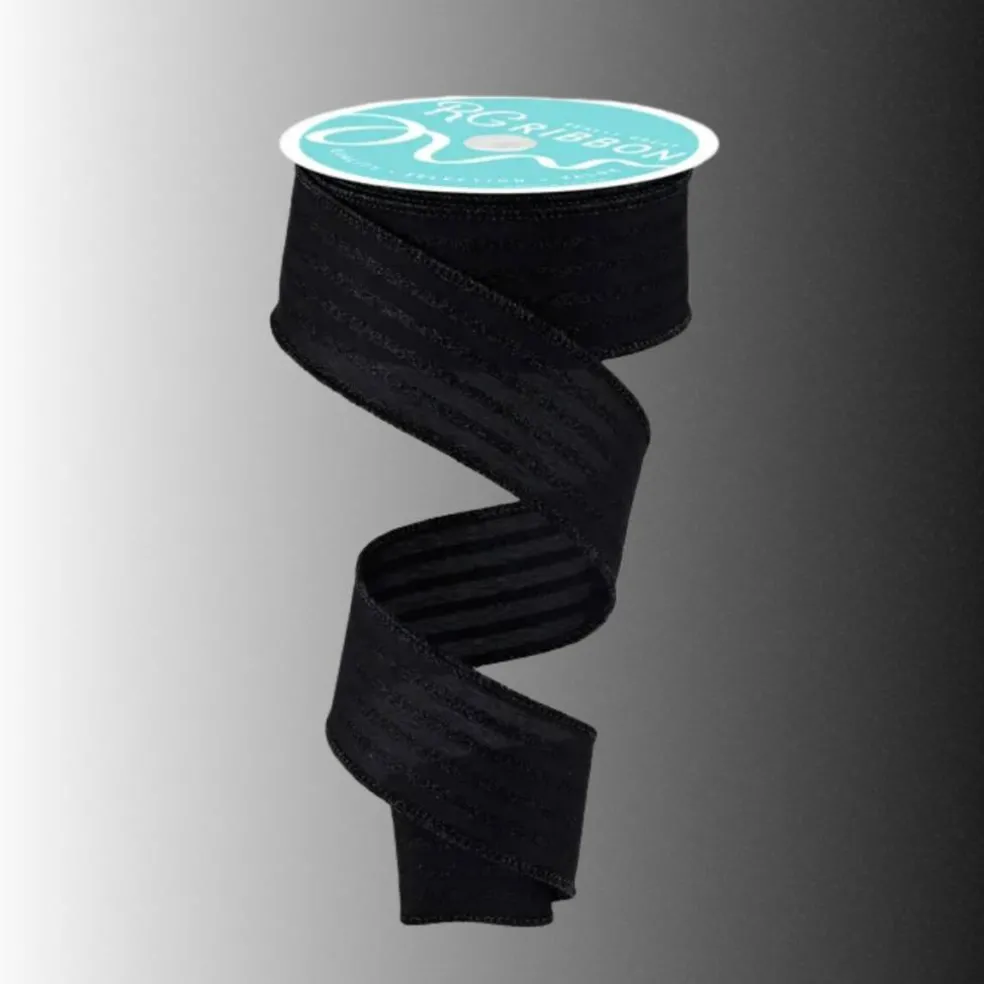 Black Glitter Stripe Ribbon 1.5 Inch x 10 Yards-RGF197002