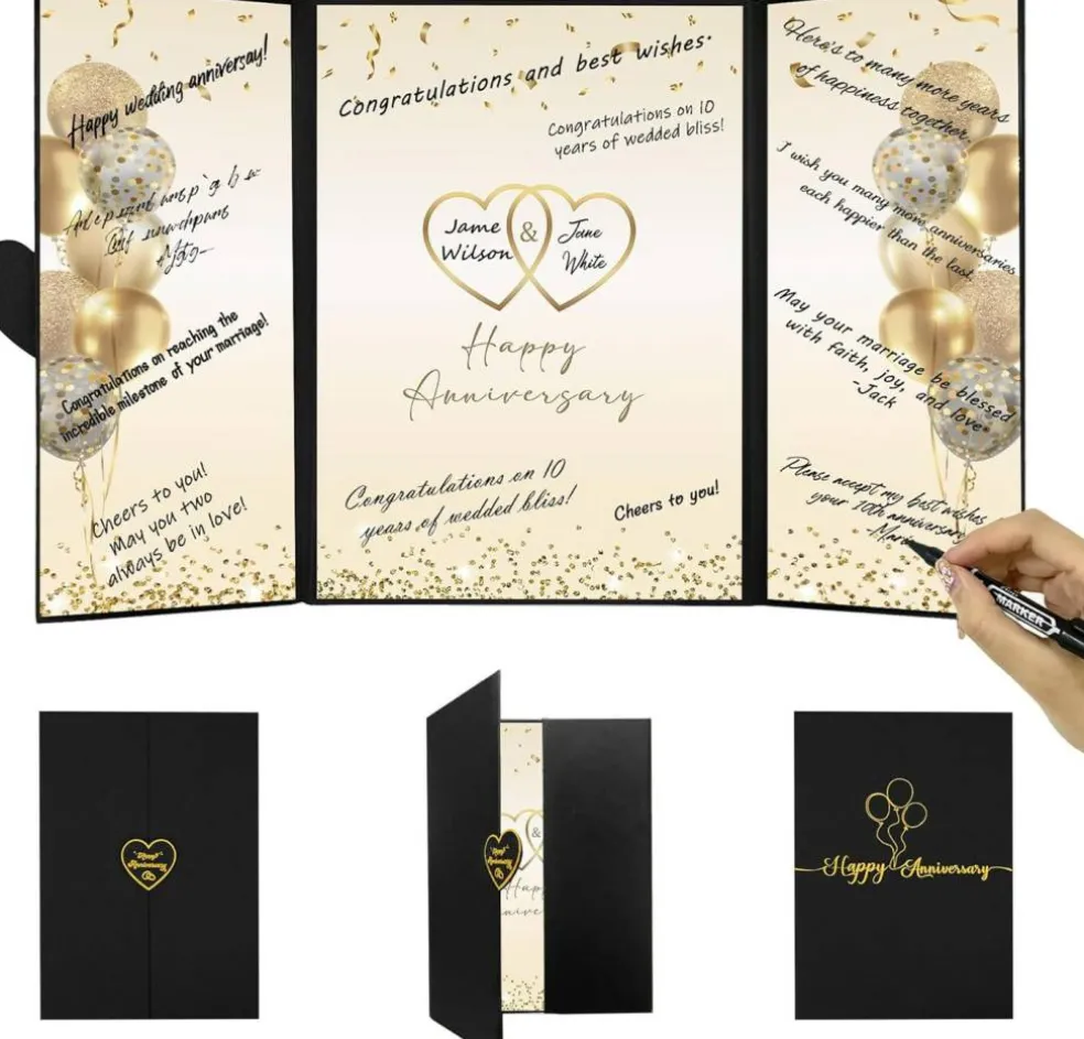 Black Gold Happy Anniversary Party Decorations