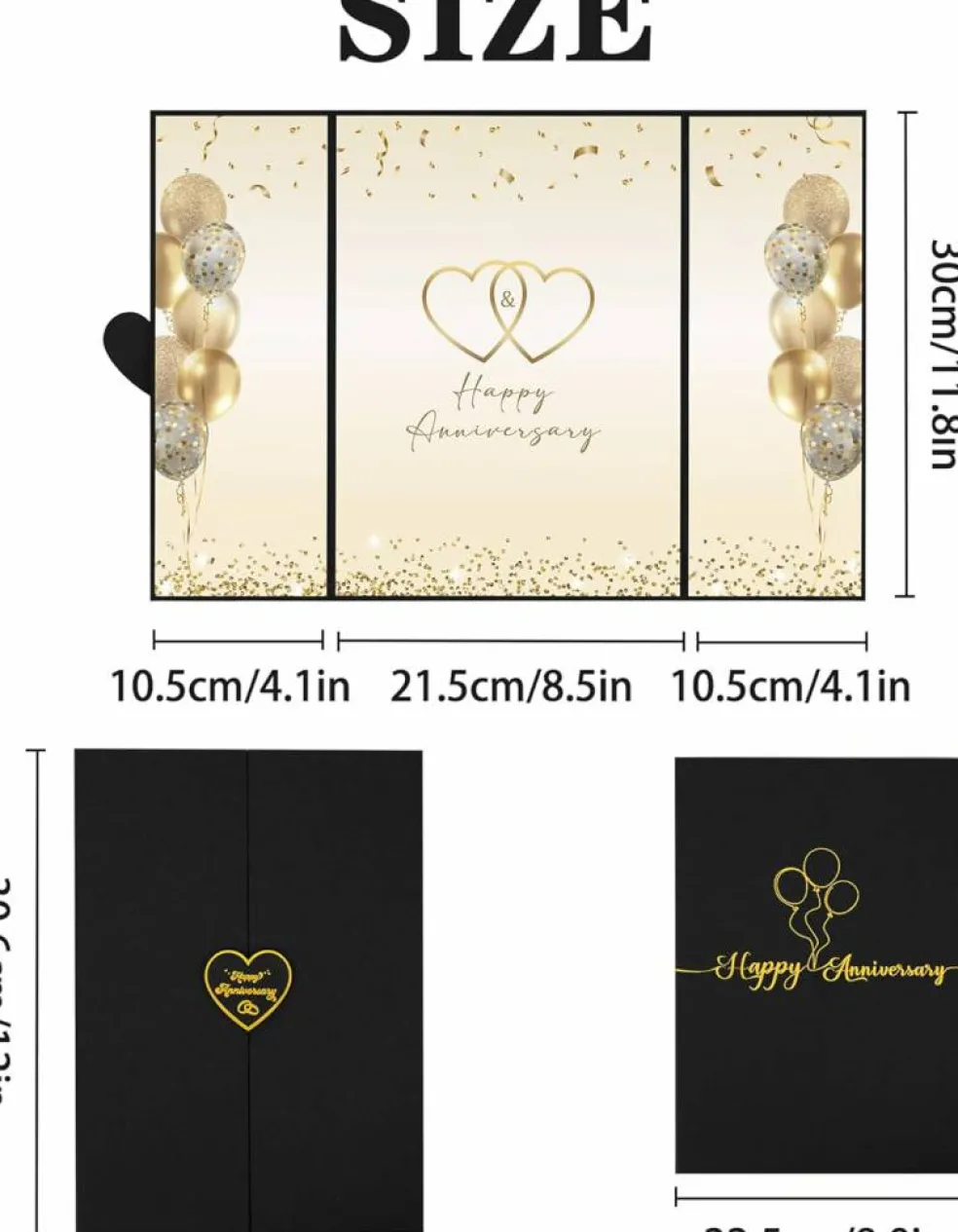 Black Gold Happy Anniversary Party Decorations