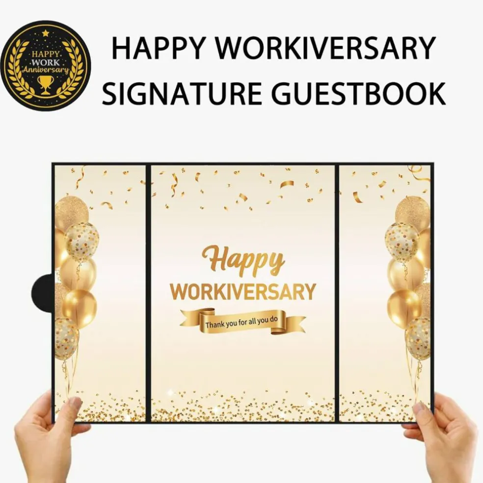 Black Gold Happy Workiversary Party Decorations, Happy Work Anniversary