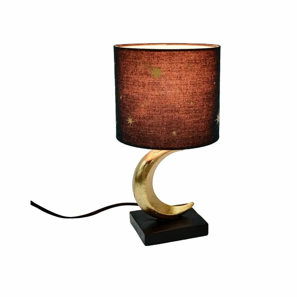 13.75" Black & Gold Moon Tabletop Lamp by Ashland®