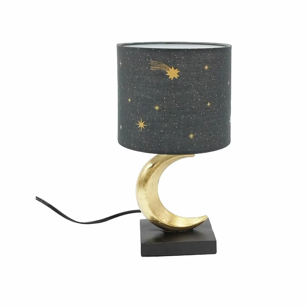13.75" Black & Gold Moon Tabletop Lamp by Ashland®