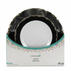 Black & Gold Rim Lunch & Dinner Plates, 40ct. by Celebrate Itâ„¢