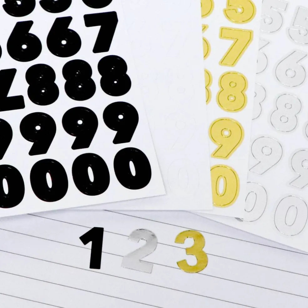 Black, Gold, Silver & White Block Number Stickers by Recollections™