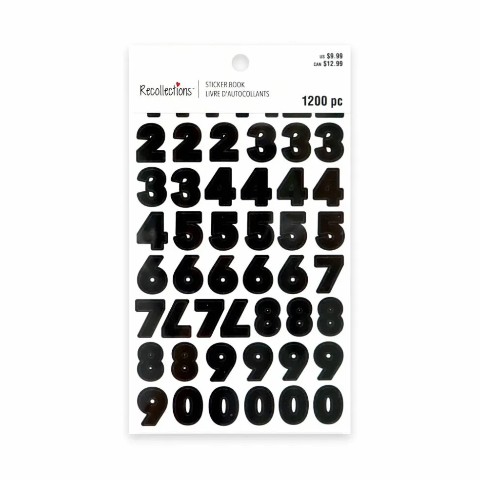 Black, Gold, Silver & White Block Number Stickers by Recollections™
