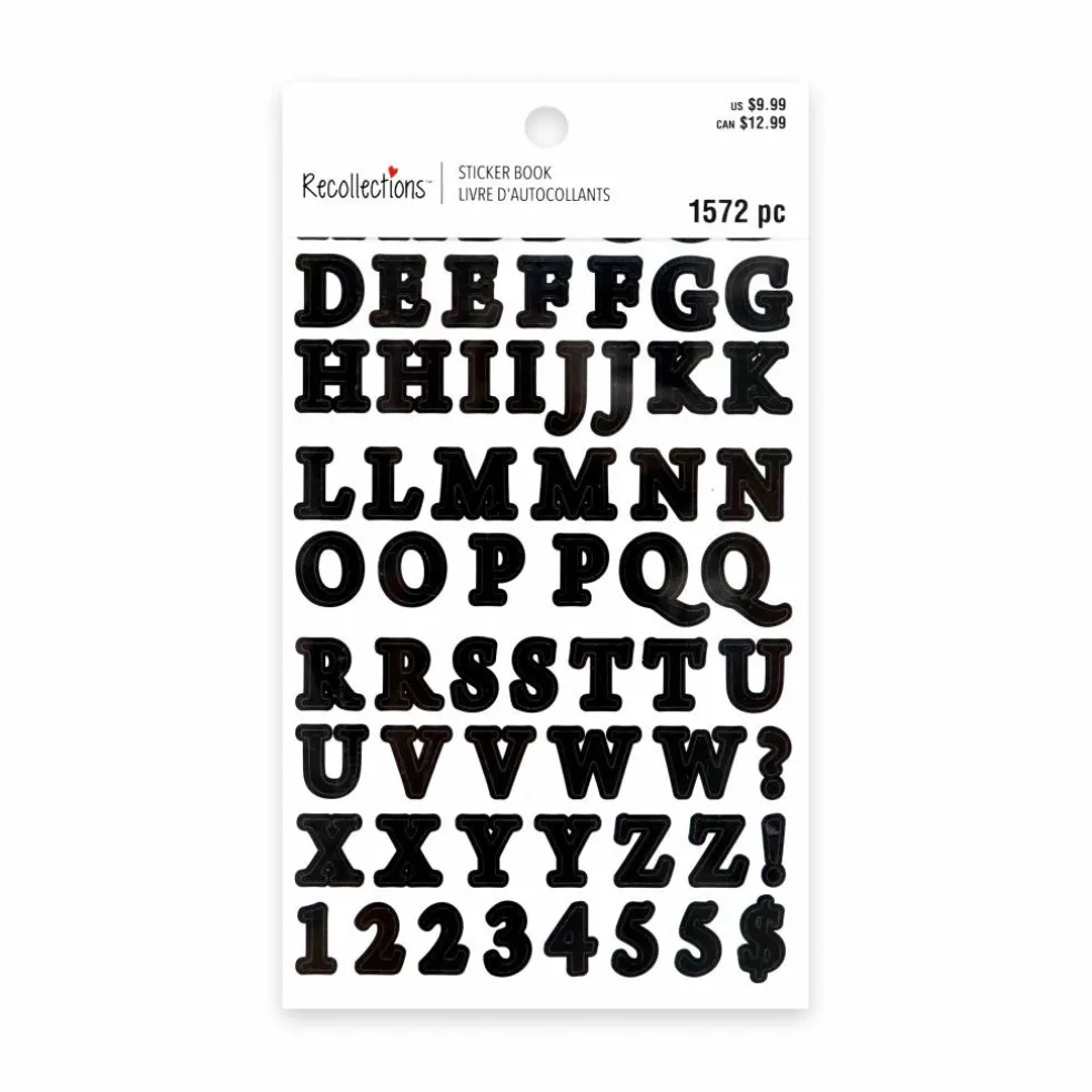 Black, Gold, Silver & White Classic Letter & Number Stickers by Recollections™