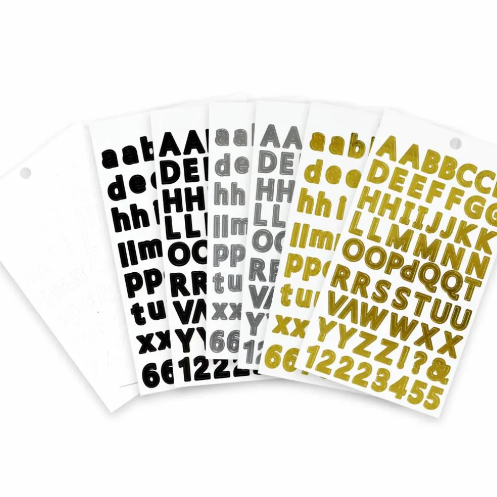 Black, Gold, Silver & White Modern Letter & Number Stickers by Recollections™