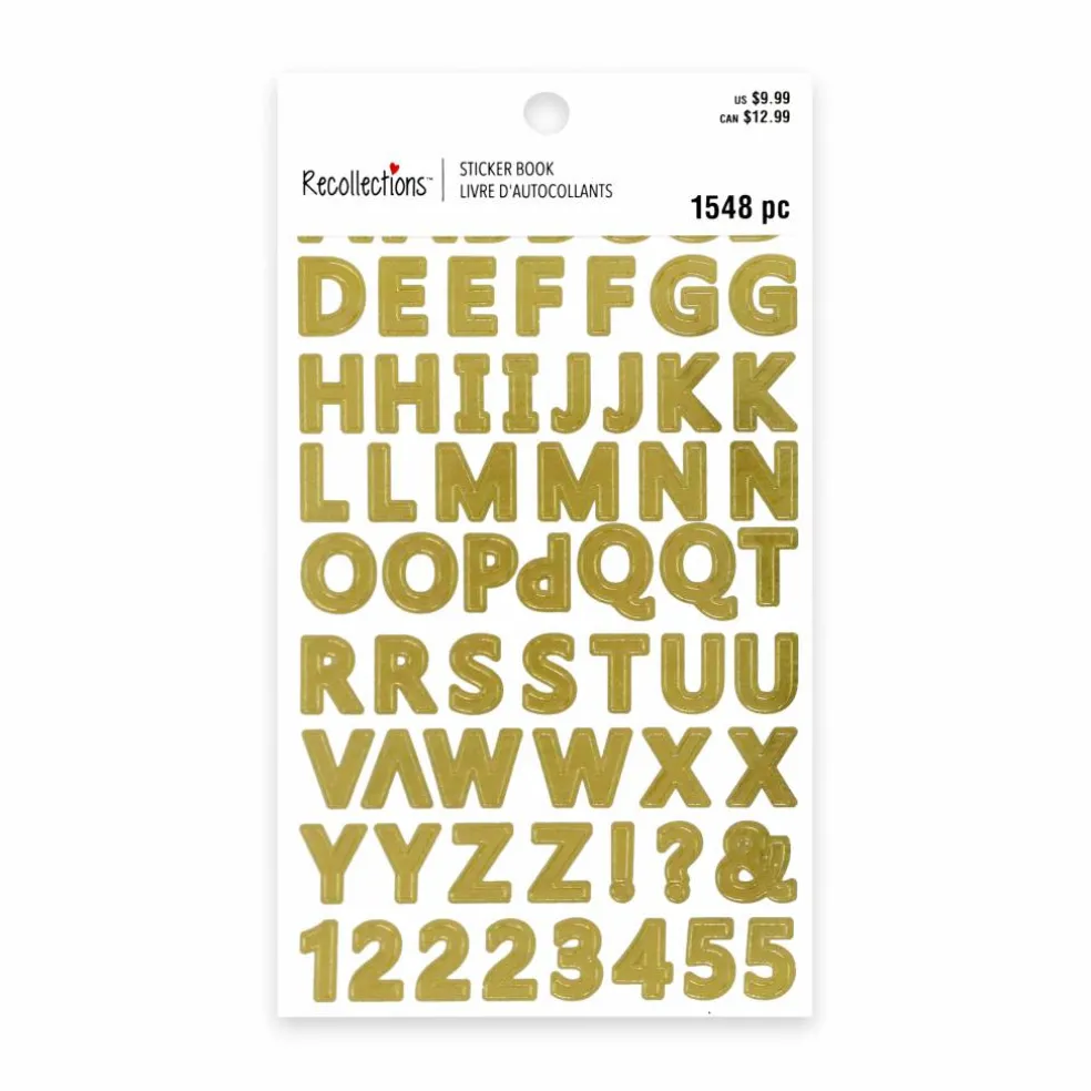 Black, Gold, Silver & White Modern Letter & Number Stickers by Recollections™