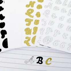 Black, Gold, Silver & White Script Letter & Number Stickers by Recollections™