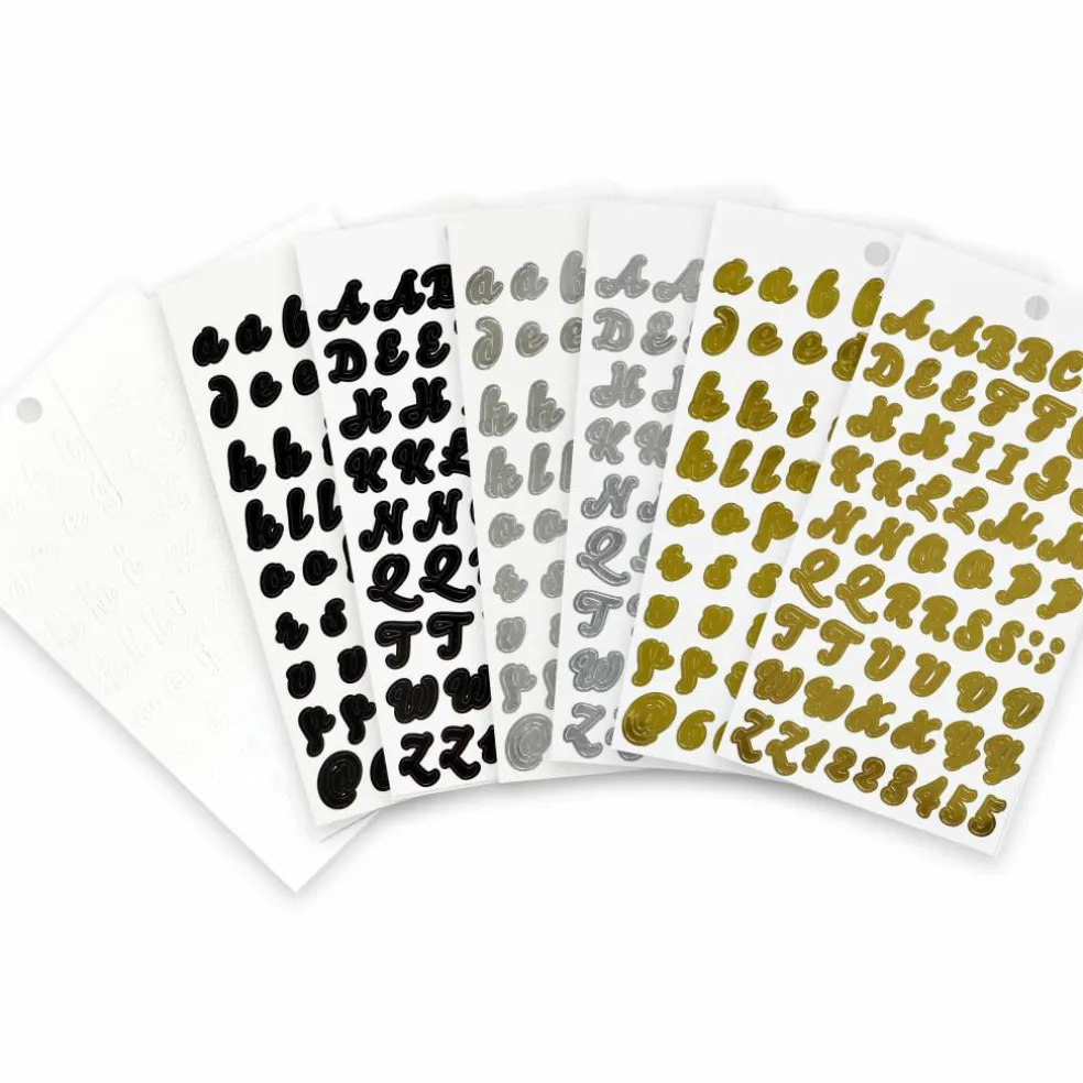 Black, Gold, Silver & White Script Letter & Number Stickers by Recollections™
