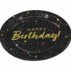 9" Black & Gold Starry Happy Birthday Paper Plates, 8ct. by Celebrate It™