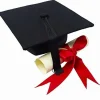 Black Graduation Cap and Diploma Edible Icing Image for 6 inch Round Cake