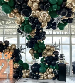 Black Green Gold Balloon Garland Double Stuffed Forest Dark Green Black Gold Balloon Arch Kit