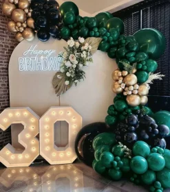Black Green Gold Balloon Garland Double Stuffed Forest Dark Green Black Gold Balloon Arch Kit