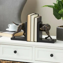 7" Black Greyhound Decorative Bookend Set