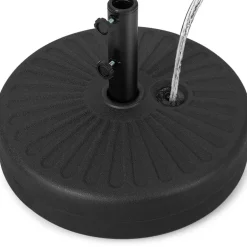Black HDPE Patio Umbrella Base with Metal Pole and Refillable Design
