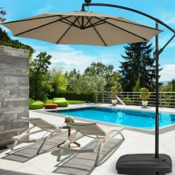 Black HDPE Patio Umbrella Base with Metal Crossbar and Wheels