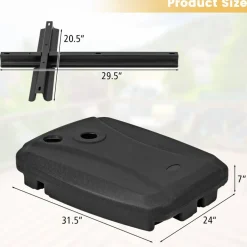 Black HDPE Patio Umbrella Base with Metal Crossbar and Wheels