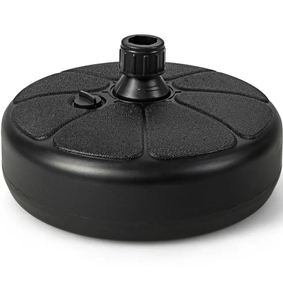 Black HDPE Patio Umbrella Base Refillable with Sand Water for 8.2ft Umbrella