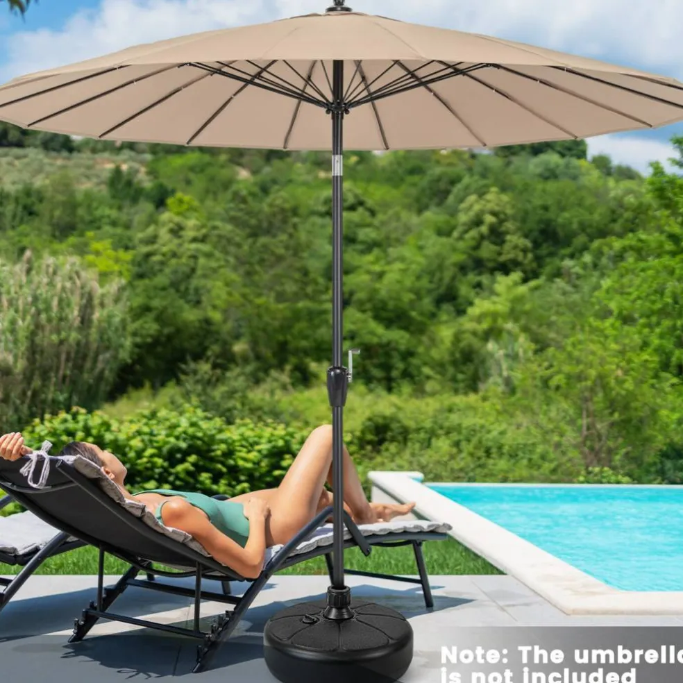 Black HDPE Patio Umbrella Base Refillable with Sand Water for 8.2ft Umbrella