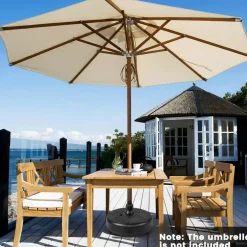 Black HDPE Patio Umbrella Base Refillable with Sand Water for 8.2ft Umbrella