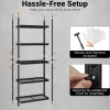 Black Heavy Duty 5 Tier Metal Storage Shelf Rack Adjustable Garage Organizer Unit 2000 lbs Capacity Kitchen Basement Warehouse Storage Rack