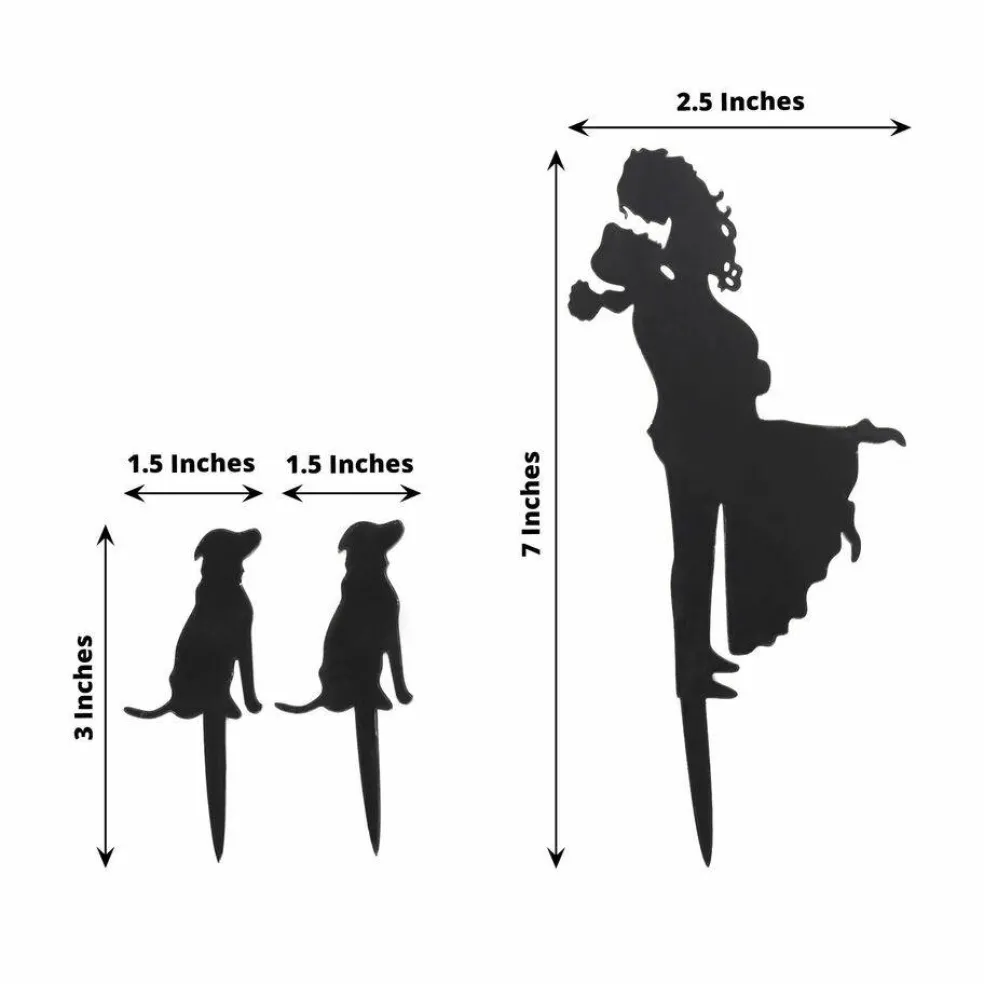 Black 7 in Bride Groom Pet Dogs Silhouette Acrylic CAKE TOPPERS
