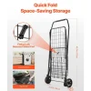 Black Iron Utility Cart 100lbs Load Foldable Shopping Laundry Wagon