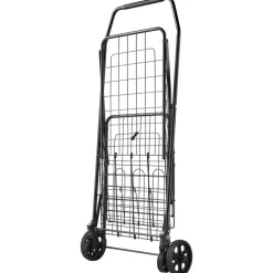 Black Iron Utility Cart 100lbs Load Foldable Shopping Laundry Wagon