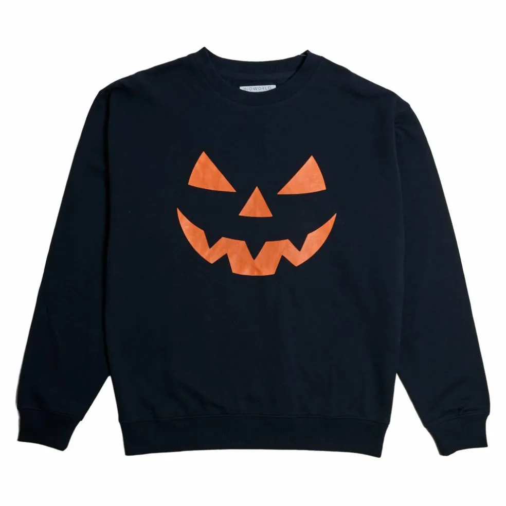 Black Jack-o'-Lantern Face Adult Sweatshirt