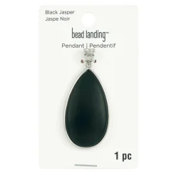 Black Jasper Teardrop Pendant by Bead Landing™
