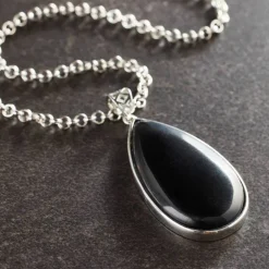 Black Jasper Teardrop Pendant by Bead Landing™