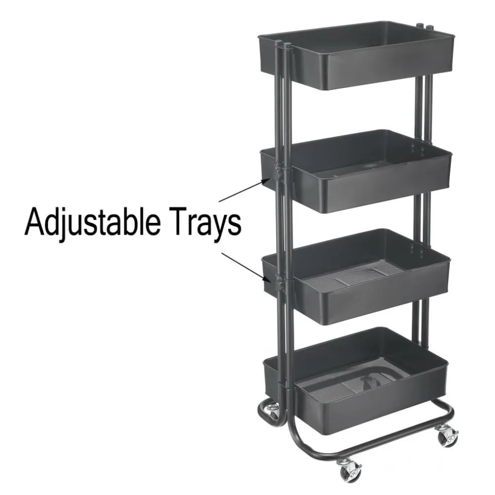 Black Lexington 4-Tier Rolling Cart by Simply Tidy™