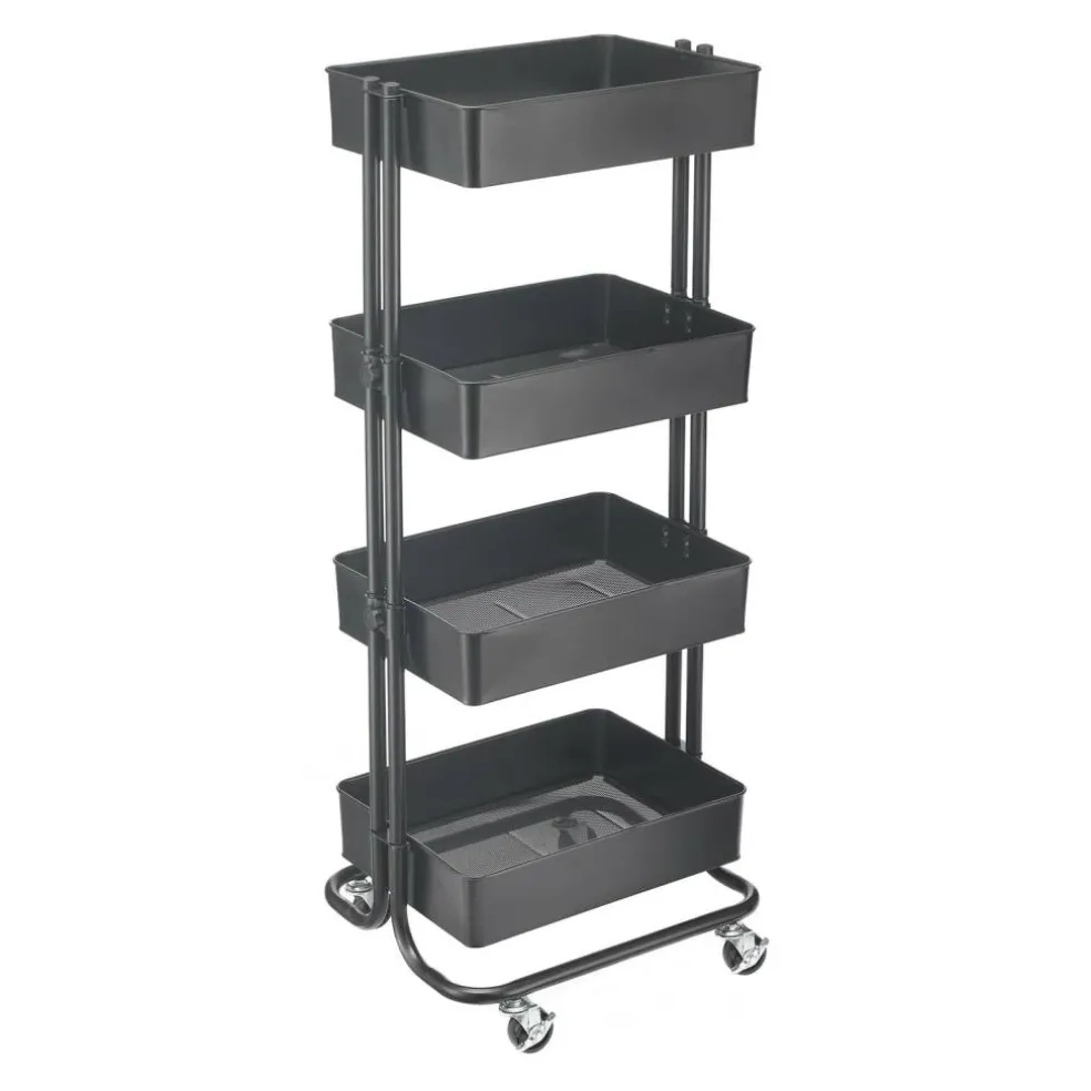 Black Lexington 4-Tier Rolling Cart by Simply Tidy™
