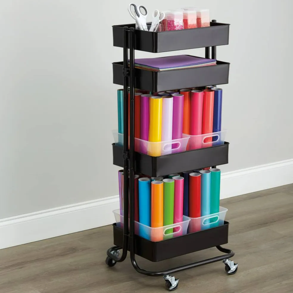 Black Lexington 4-Tier Rolling Cart by Simply Tidy™