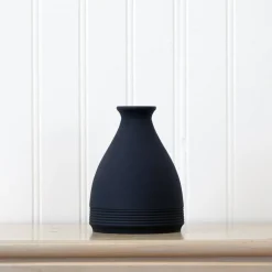 10" Black Matte Cone Stone Vase