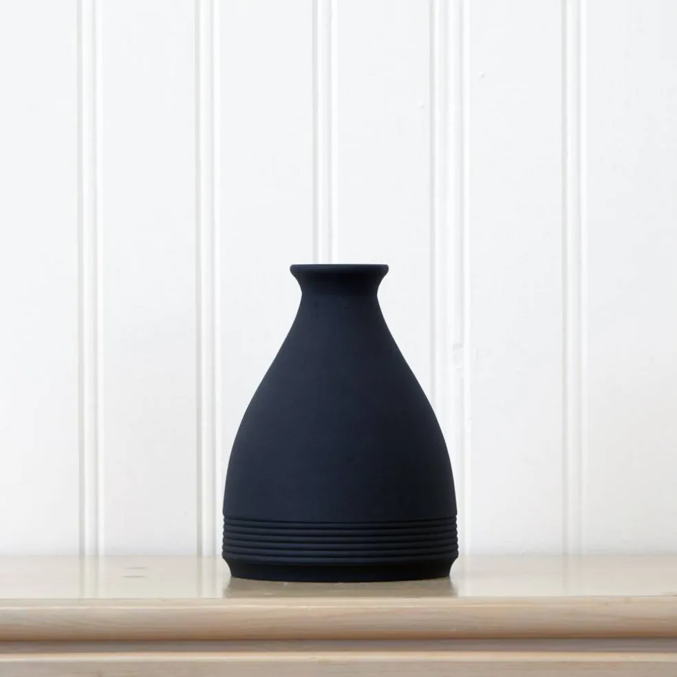 10" Black Matte Cone Stone Vase